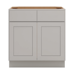 CNC Luxor Misty Grey 33" W 2 Drawer Front Double Door Sink Base Cabinet