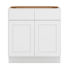 CNC Luxor White 33" W 2 Drawer Front Double Door Sink Base Cabinet