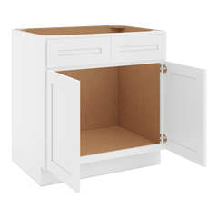CNC Luxor 5-Piece White 33" W 2 Drawer Front Double Door Sink Base Cabinet