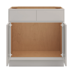 CNC Luxor Misty Grey 33" W 2 Drawer Front Double Door Sink Base Cabinet