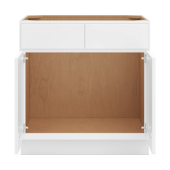 CNC Luxor White 33" W 2 Drawer Front Double Door Sink Base Cabinet