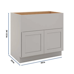 CNC Luxor 5-Piece Misty Grey 36" W Double Door Farm Sink Base Cabinet