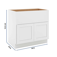 CNC Luxor 5-Piece White 36" W Double Door Farm Sink Base Cabinet