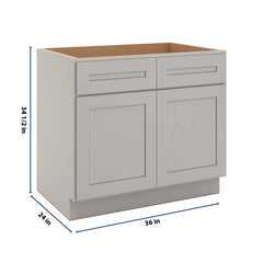 CNC Luxor 5-Piece Misty Grey 36" W Double Door Removable Sink Base Cabinet