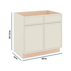 Modernform Cabinet Slim Dove White 36" W X 34 1/2" H X 24" D Double Door Sink Base Cabinet