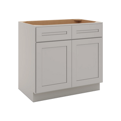 CNC Luxor 5-Piece Misty Grey 36" W 2 Drawer Front Double Door Sink Base Cabinet