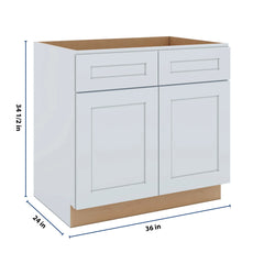 J&K White Shaker S8 Sink Base - 36" W