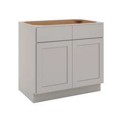 CNC Luxor Misty Grey 36" W 2 Drawer Front Double Door Sink Base Cabinet