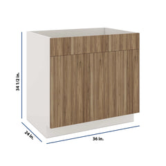 Modernform Cabinet Walnut 36" W X 34 1/2" H X 24" D Double Door Sink Base Cabinet
