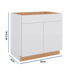 Modernform Cabinet Matte White 36" W X 34 1/2" H X 24" D Double Door Sink Base Cabinet