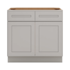 CNC Luxor 5-Piece Misty Grey 36" W 2 Drawer Front Double Door Sink Base Cabinet