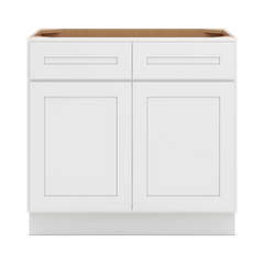 CNC Luxor 5-Piece White 36" W 2 Drawer Front Double Door Sink Base Cabinet