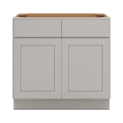 CNC Luxor Misty Grey 36" W 2 Drawer Front Double Door Sink Base Cabinet
