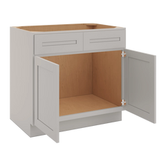 CNC Luxor 5-Piece Misty Grey 36" W 2 Drawer Front Double Door Sink Base Cabinet