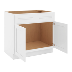 CNC Luxor 5-Piece White 36" W 2 Drawer Front Double Door Sink Base Cabinet