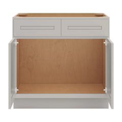 CNC Luxor 5-Piece Misty Grey 36" W 2 Drawer Front Double Door Sink Base Cabinet
