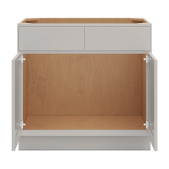 CNC Luxor Misty Grey 36" W 2 Drawer Front Double Door Sink Base Cabinet