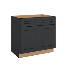Modernform Cabinet Onyx Black Shaker 36" W X 34 1/2" H X 24" D Double Door Sink Base Cabinet