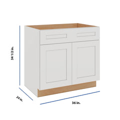 Modernform Cabinet White Shaker 36" W X 34 1/2" H X 24" D Double Door Sink Base Cabinet