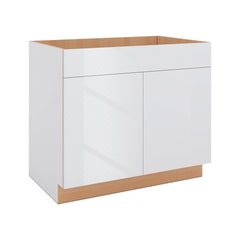 Modernform Cabinet Gloss White 39" W X 34 1/2" H X 24" D Double Door Sink Base Cabinet