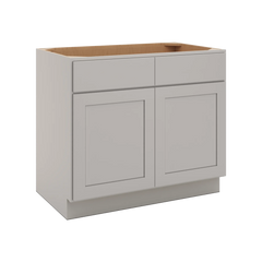 CNC Luxor Misty Grey 39" W 2 Drawer Front Double Door Sink Base Cabinet