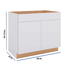 Modernform Cabinet Matte White 39" W X 34 1/2" H X 24" D Double Door Sink Base Cabinet