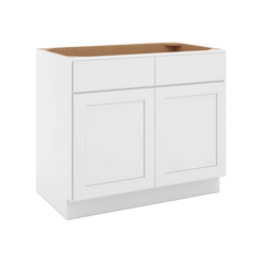 CNC Luxor White 39" W 2 Drawer Front Double Door Sink Base Cabinet
