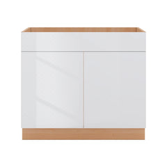 Modernform Cabinet Gloss White 39" W X 34 1/2" H X 24" D Double Door Sink Base Cabinet