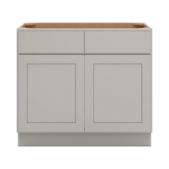 CNC Luxor Misty Grey 39" W 2 Drawer Front Double Door Sink Base Cabinet