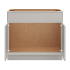 CNC Luxor Misty Grey 39" W 2 Drawer Front Double Door Sink Base Cabinet