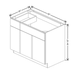 CNC Country Oak Honey 42" W Left Combination Sink Base Cabinet