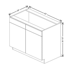 CNC Luxor White 42" W 2 Drawer Front Double Door Sink Base Cabinet