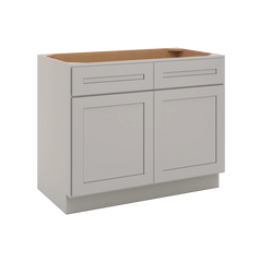 CNC Luxor 5-Piece Misty Grey 42" W 2 Drawer Front Double Door Sink Base Cabinet
