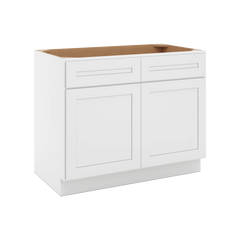 CNC Luxor 5-Piece White 42" W 2 Drawer Front Double Door Sink Base Cabinet