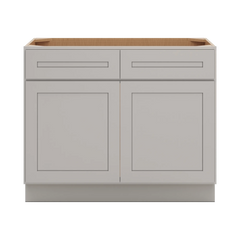 CNC Luxor 5-Piece Misty Grey 42" W 2 Drawer Front Double Door Sink Base Cabinet