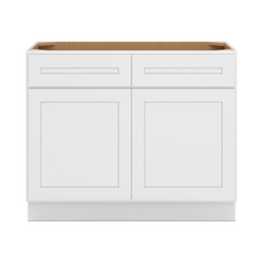 CNC Luxor 5-Piece White 42" W 2 Drawer Front Double Door Sink Base Cabinet