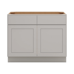 CNC Luxor Misty Grey 42" W 2 Drawer Front Double Door Sink Base Cabinet