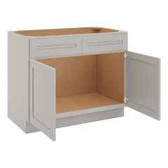CNC Luxor 5-Piece Misty Grey 42" W 2 Drawer Front Double Door Sink Base Cabinet