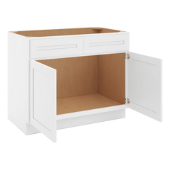 CNC Luxor 5-Piece White 42" W 2 Drawer Front Double Door Sink Base Cabinet