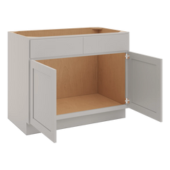 CNC Luxor Misty Grey 42" W 2 Drawer Front Double Door Sink Base Cabinet
