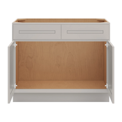CNC Luxor 5-Piece Misty Grey 42" W 2 Drawer Front Double Door Sink Base Cabinet