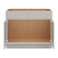 CNC Luxor Misty Grey 42" W 2 Drawer Front Double Door Sink Base Cabinet
