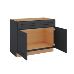 Modernform Cabinet Onyx Black Shaker 42" W X 34 1/2" H X 24" D Double Door Sink Base Cabinet