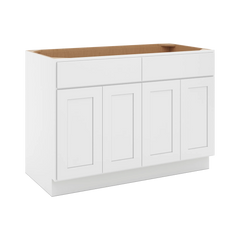 CNC Luxor White 48" W 2 Drawer Four Door Sink Base Cabinet