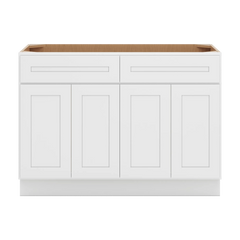 CNC Luxor 5-Piece White 48" W 2 Drawer Four Door Sink Base Cabinet