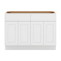 CNC Luxor White 48" W 2 Drawer Four Door Sink Base Cabinet