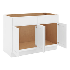 CNC Luxor White 48" W 2 Drawer Four Door Sink Base Cabinet