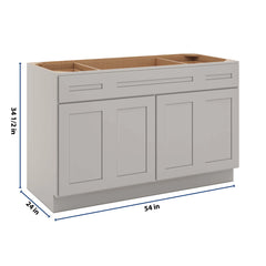 CNC Luxor 5-Piece Misty Grey 54" W Combination Sink Base Cabinet