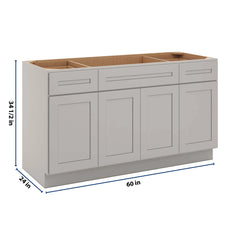 CNC Luxor 5-Piece Misty Grey 60" W Combination Sink Base Cabinet
