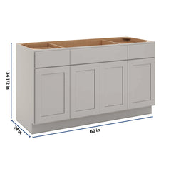 CNC Luxor Misty Grey 60" W Combination Sink Base Cabinet